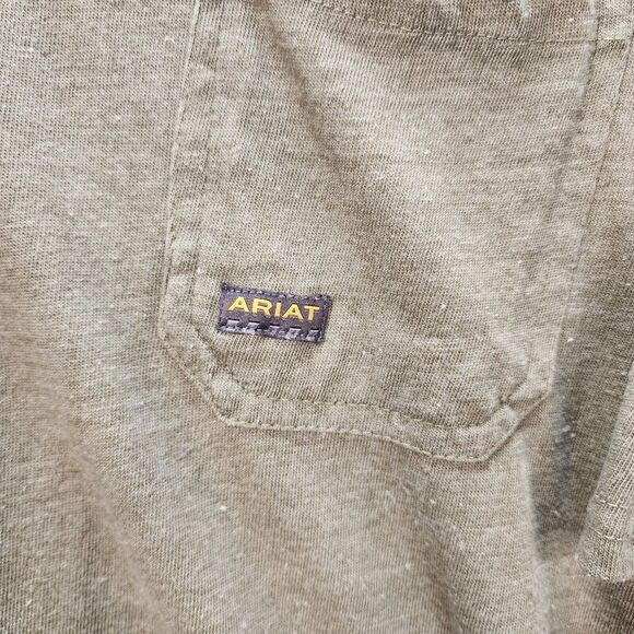 Ariat Rebar Men's T-Shirt Cotton Strong Short Sleeve Pocket Large Green Workwear - Picture 2 of 6
